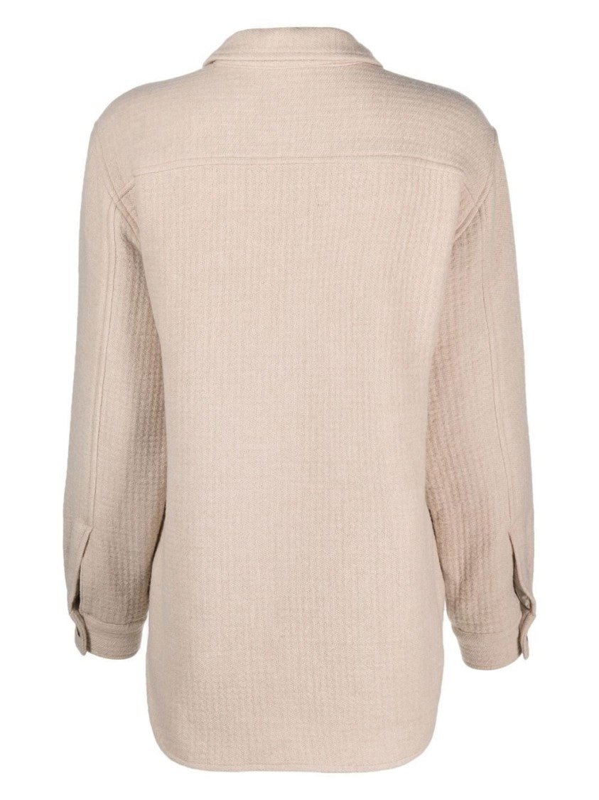 Eleventy Beige Wool-Nylon Casual Jacket With Classic Collar And Flap Pockets