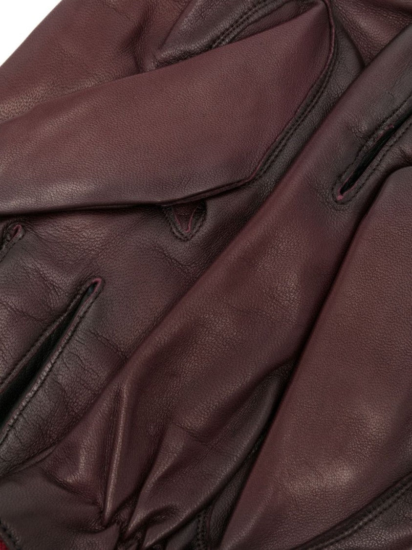Paul Smith Bordeaux Wool Gloves With Leather Accents