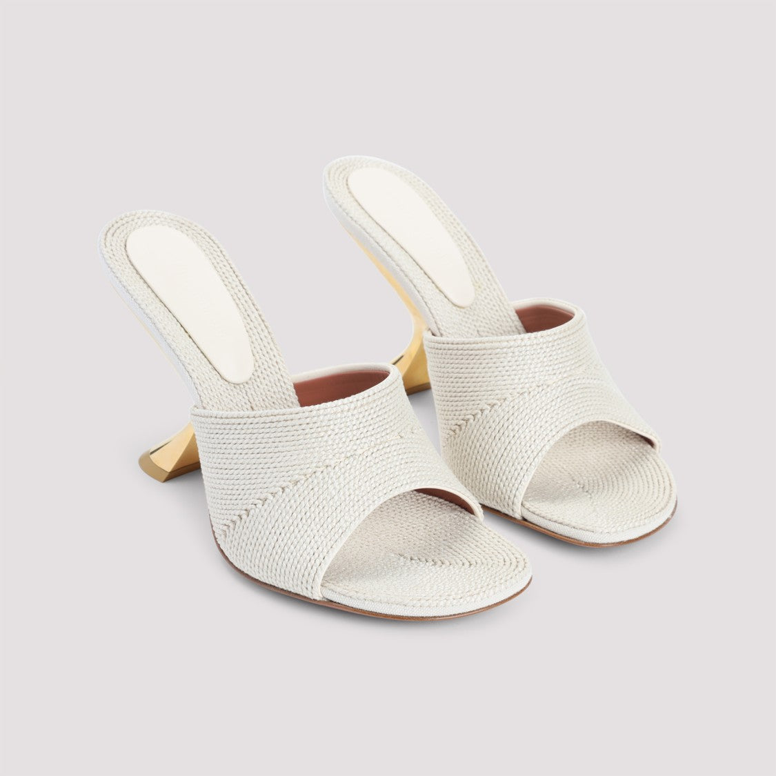 Amina Muaddi Textured Sandals With Gold Accented 9Cm Heel