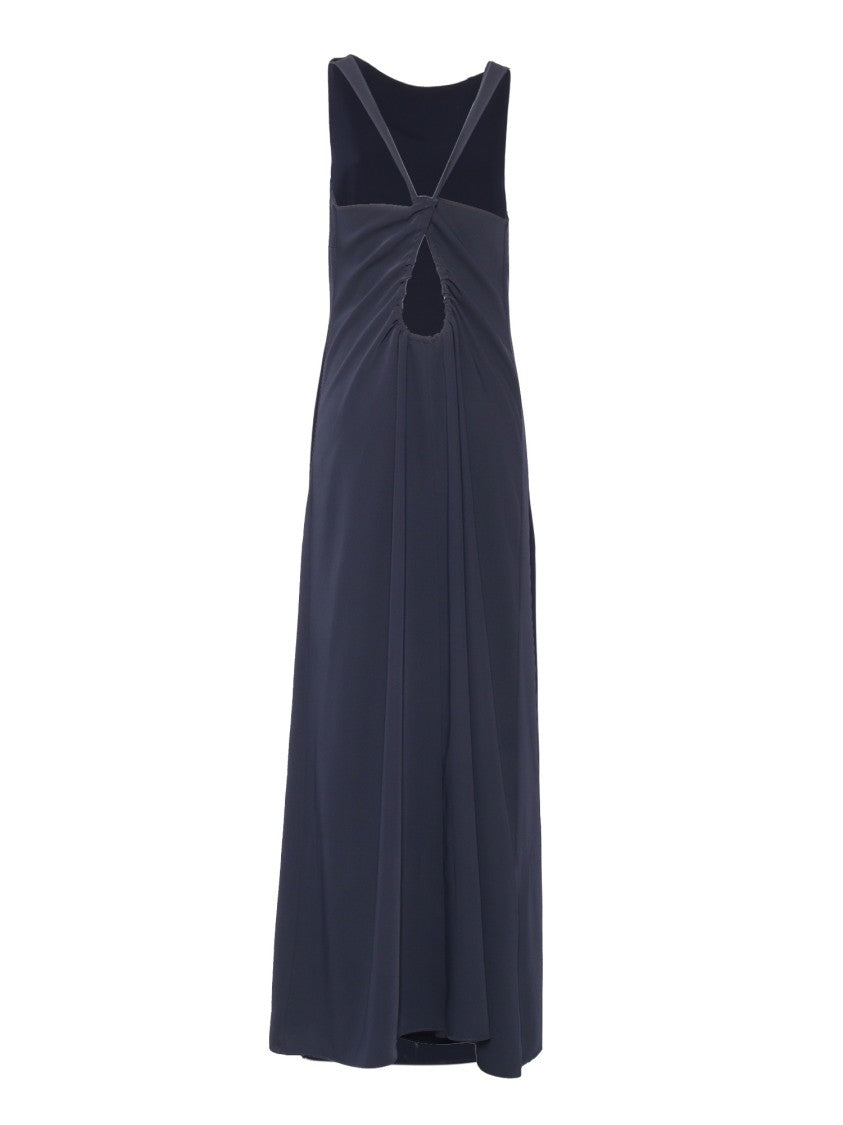 P.A.R.O.S.H. Sleeveless Maxi Dress With Unique Cut-Out Detail