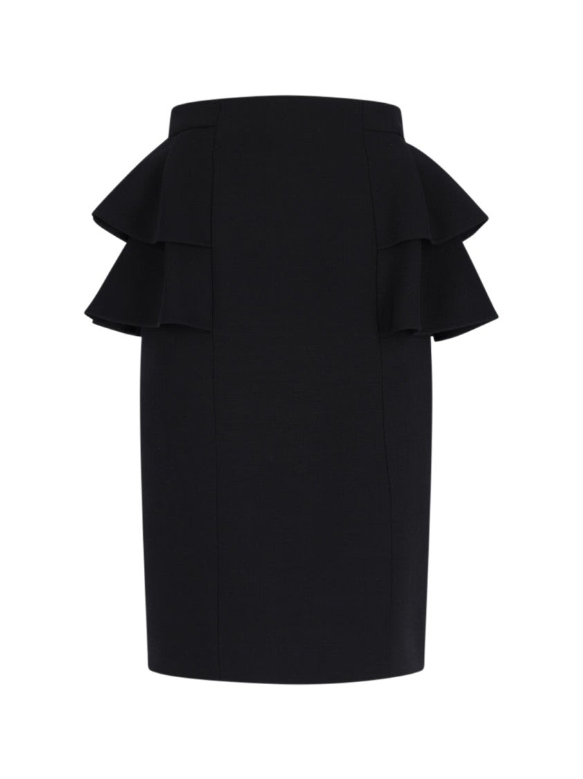 Valentino "Valentino" Wool-Silk Midi Skirt – Black