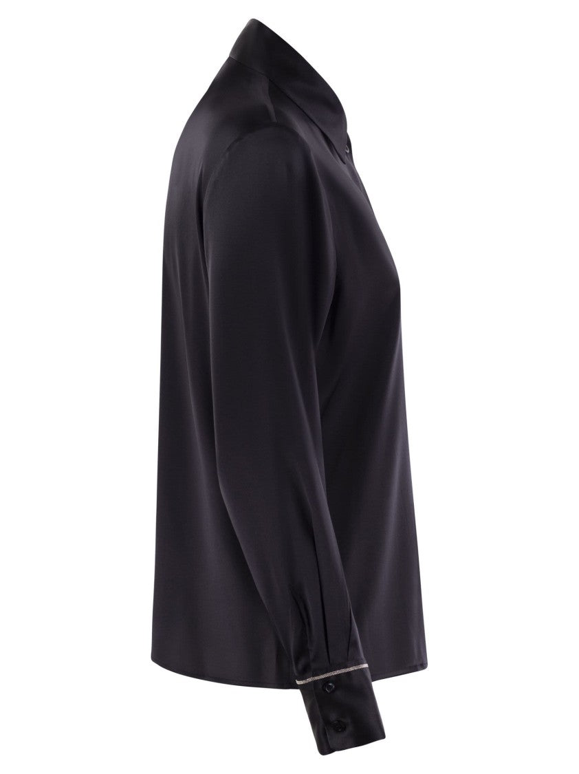 Peserico Silk Crepe Button-Fastening Shirt With Stitch-Light Cuffs