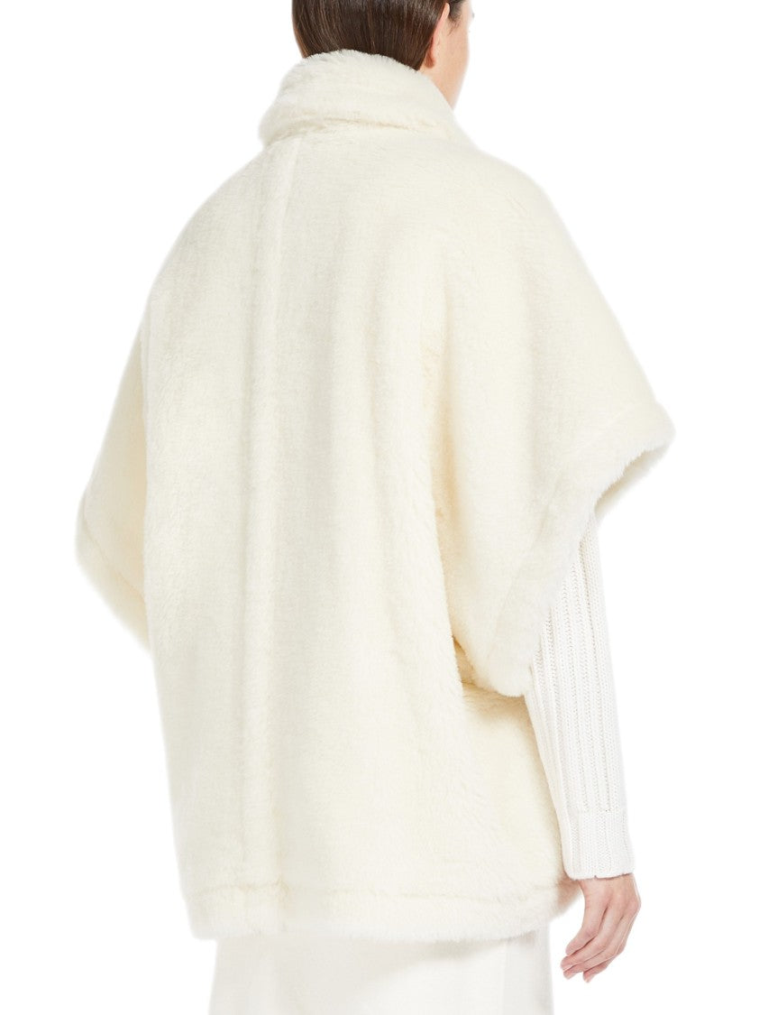 Max Mara White Teddy Alpaca And Wool Cape