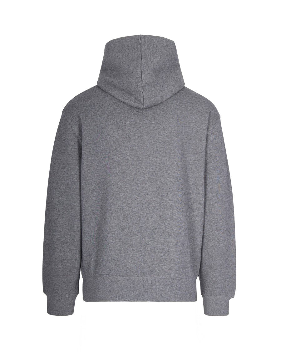 Maison Kitsuné Oversized Grey Cotton Hoodie With Adjustable Hood