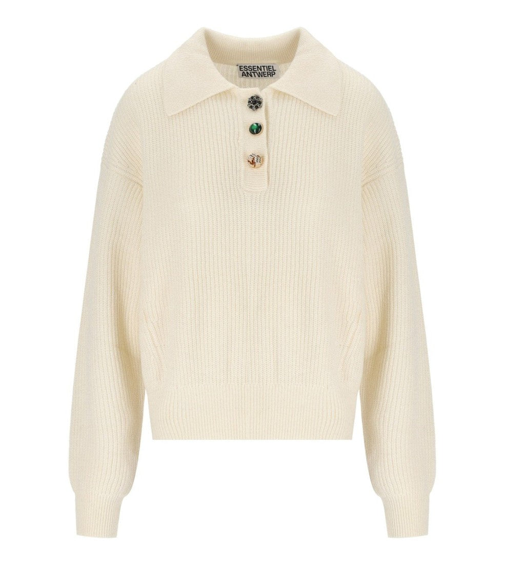 Essentiel Antwerp Imetal Ivory Polo Sweater