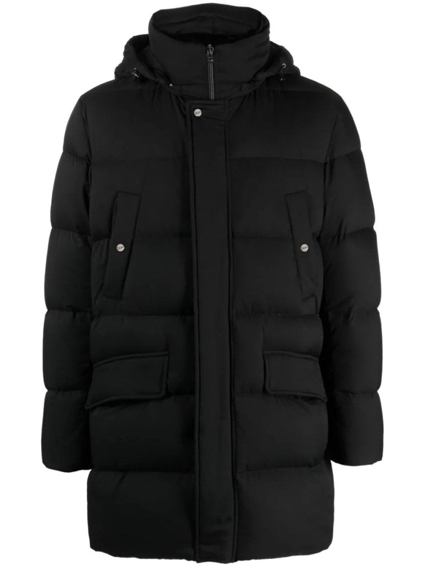 Herno Quilted Half Coat With High Collar And Snap-Button Placket