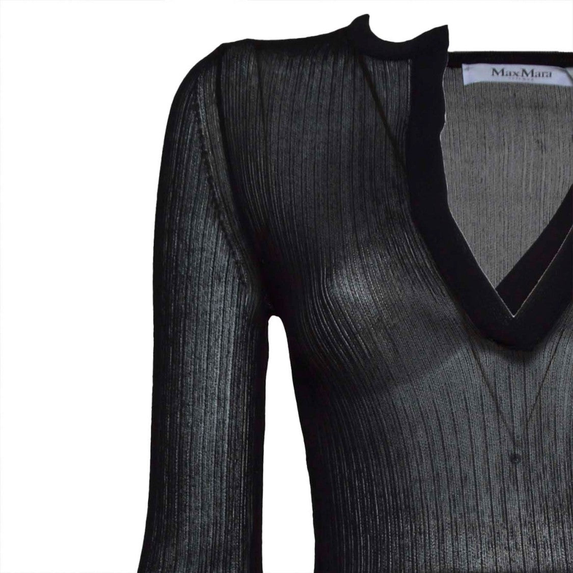 Max Mara Bastia Top In Black Ribbed Silk