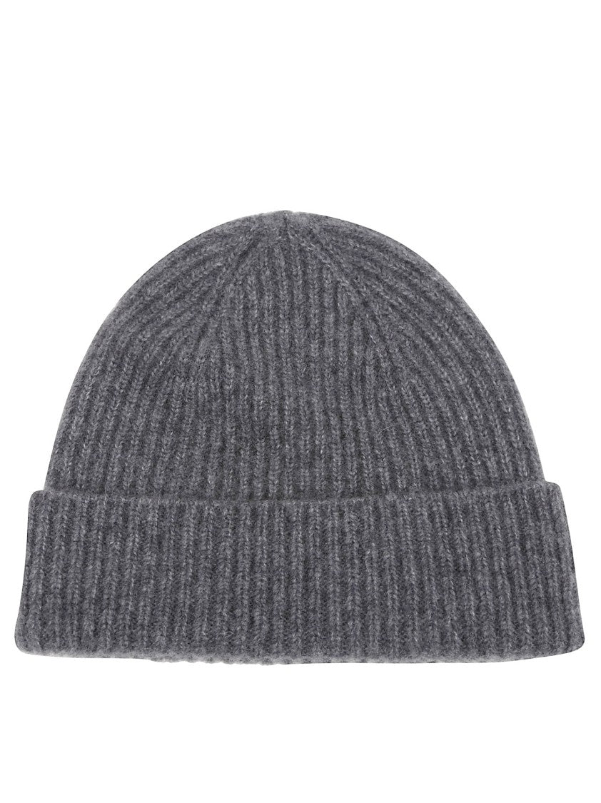 Eleventy Melange Knit Cashmere And Silk Hat With Embossed Patch