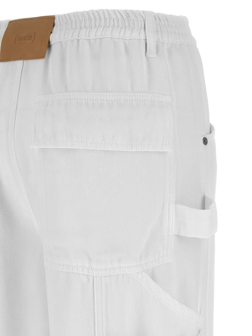 Nude Denim-Effect Cargo Pants With Loose Leg