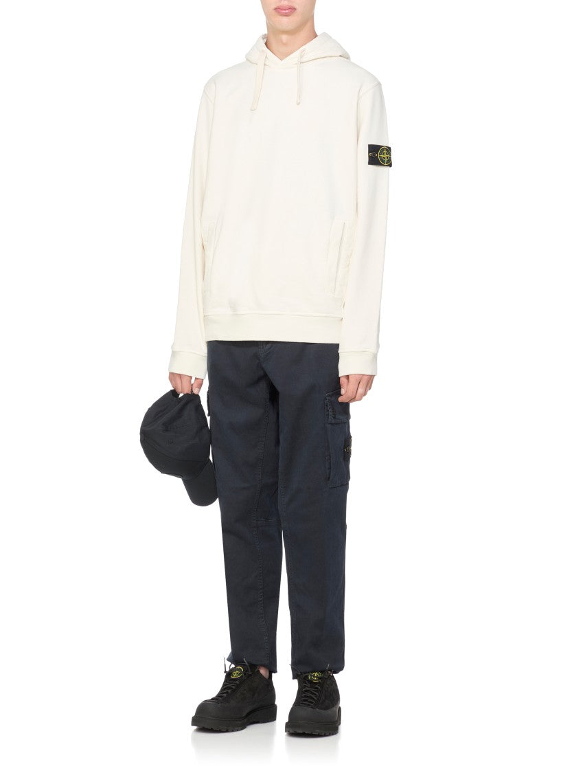 Stone Island Ivory Cotton Hoodie