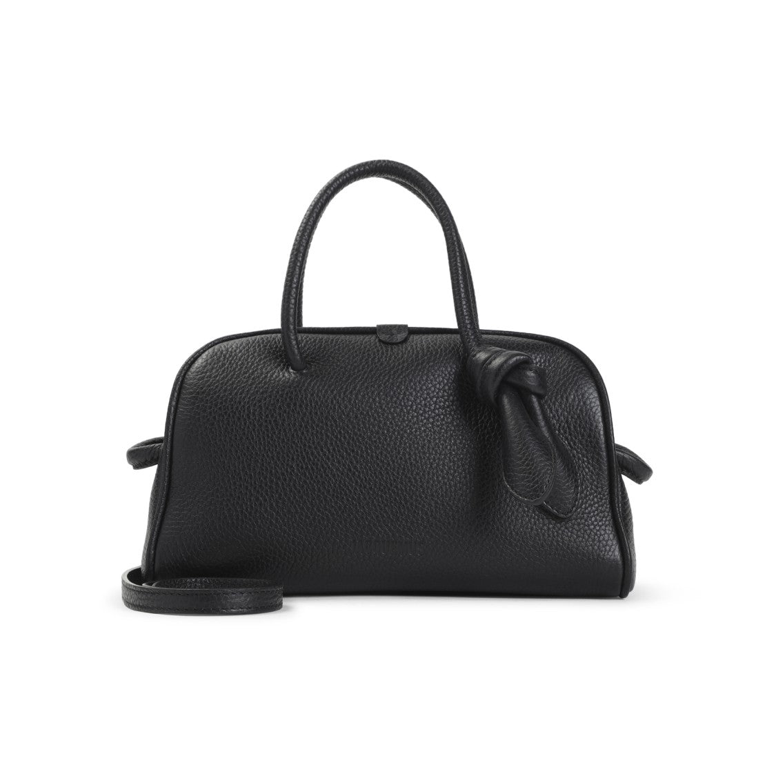 Jacquemus Black Grained Leather Handbag With Knot Detail