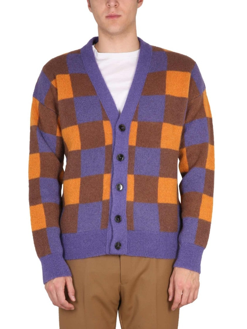 Drôle De Monsieur Check Pattern Cardigan
