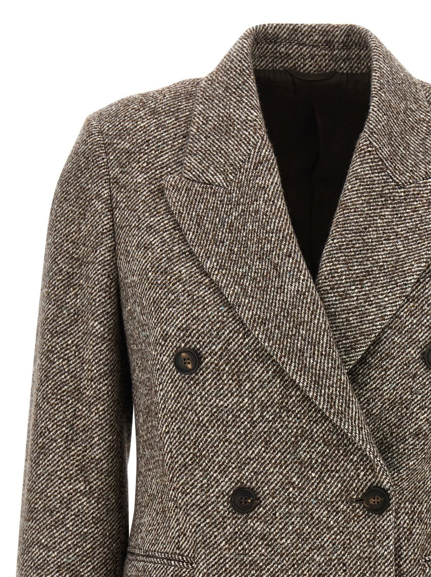Brunello Cucinelli Double-Breasted Silk Blend Blazer