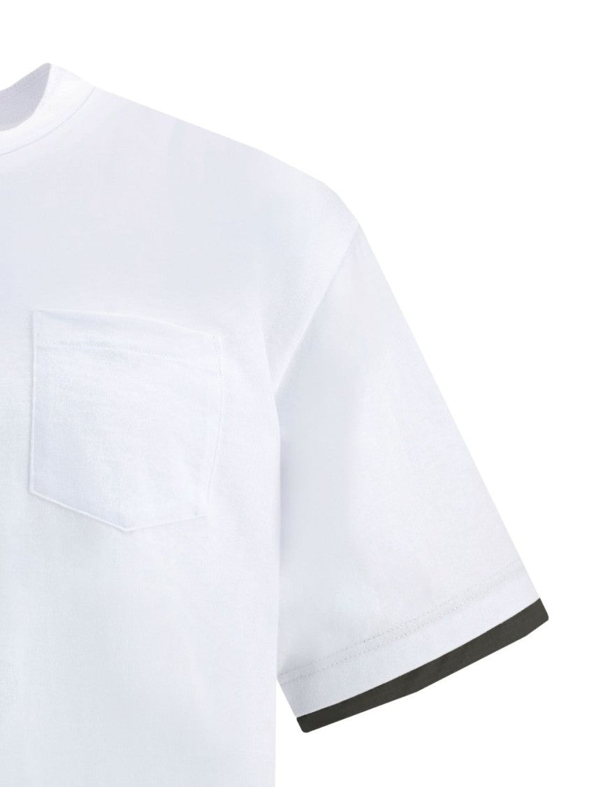 Sacai Short-Sleeve Jersey T-Shirt With Dark Green Trim