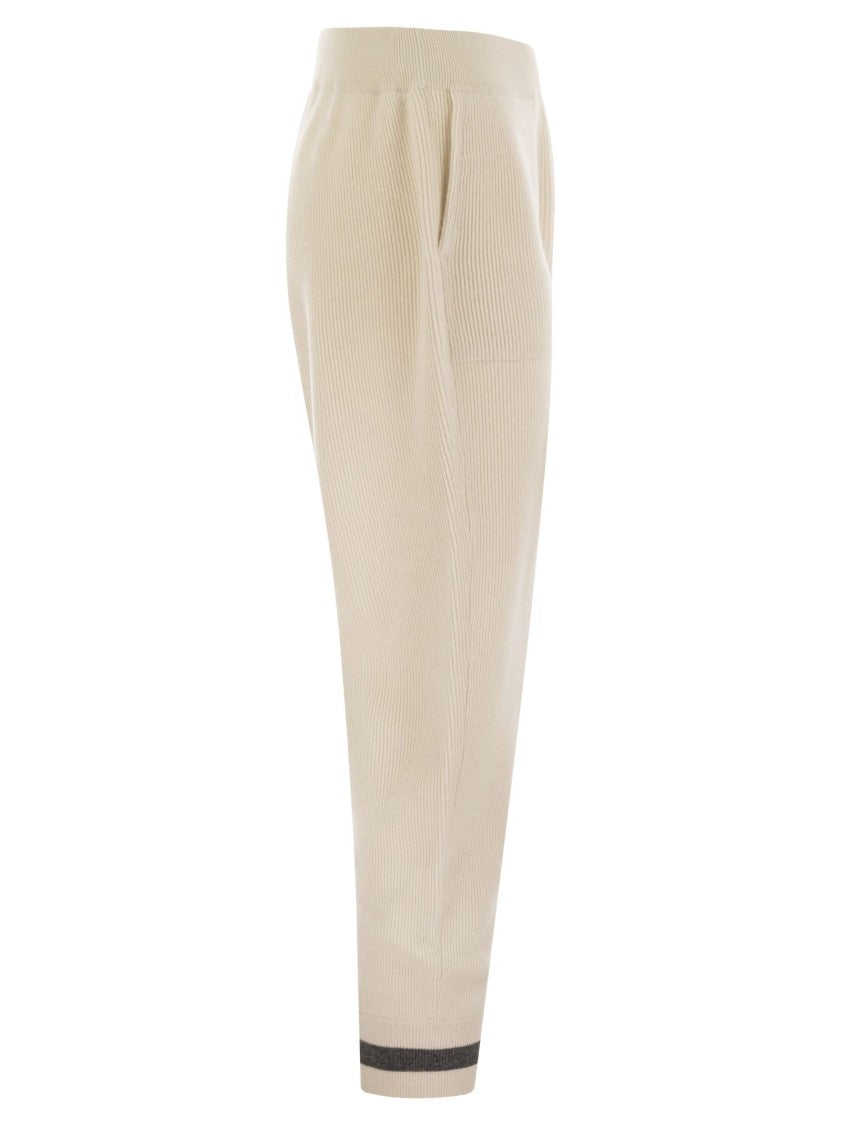 Brunello Cucinelli English Rib Cashmere Knit Trousers