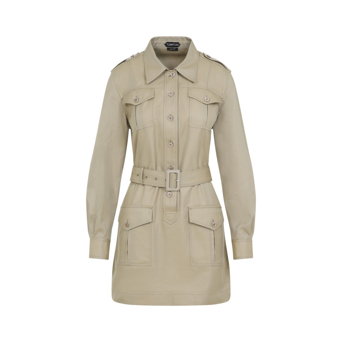 Tom Ford Tailored Belted Dress In Captivating Nude Palette
