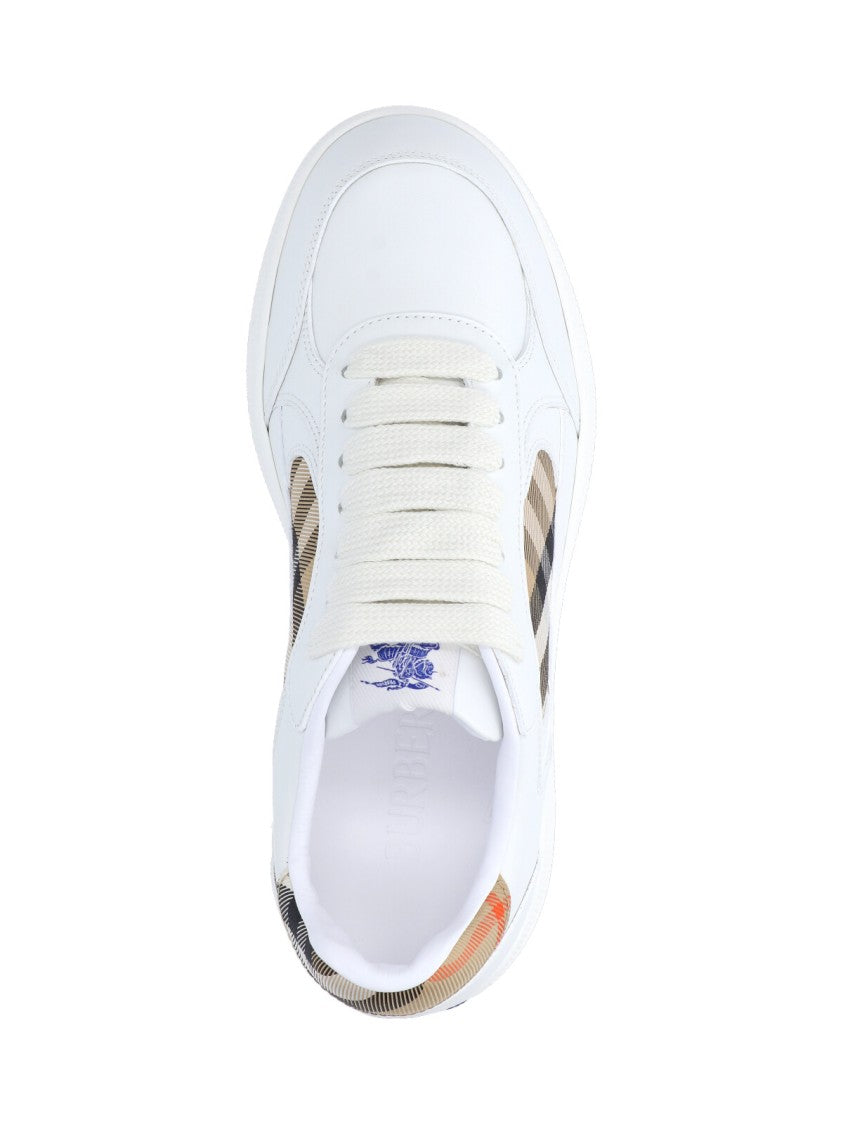 Burberry Calf Leather Sneakers With Iconic Check Pattern