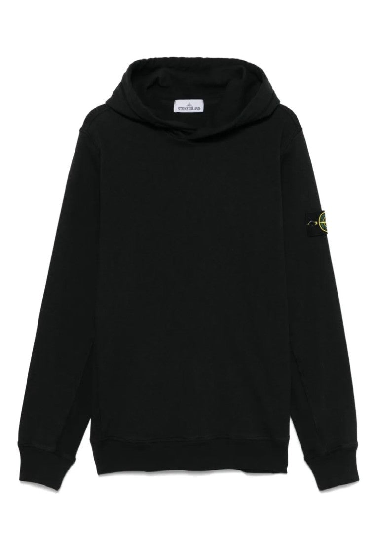 Stone Island Relaxed-Fit Black Hoodie With Logo Patch Detail