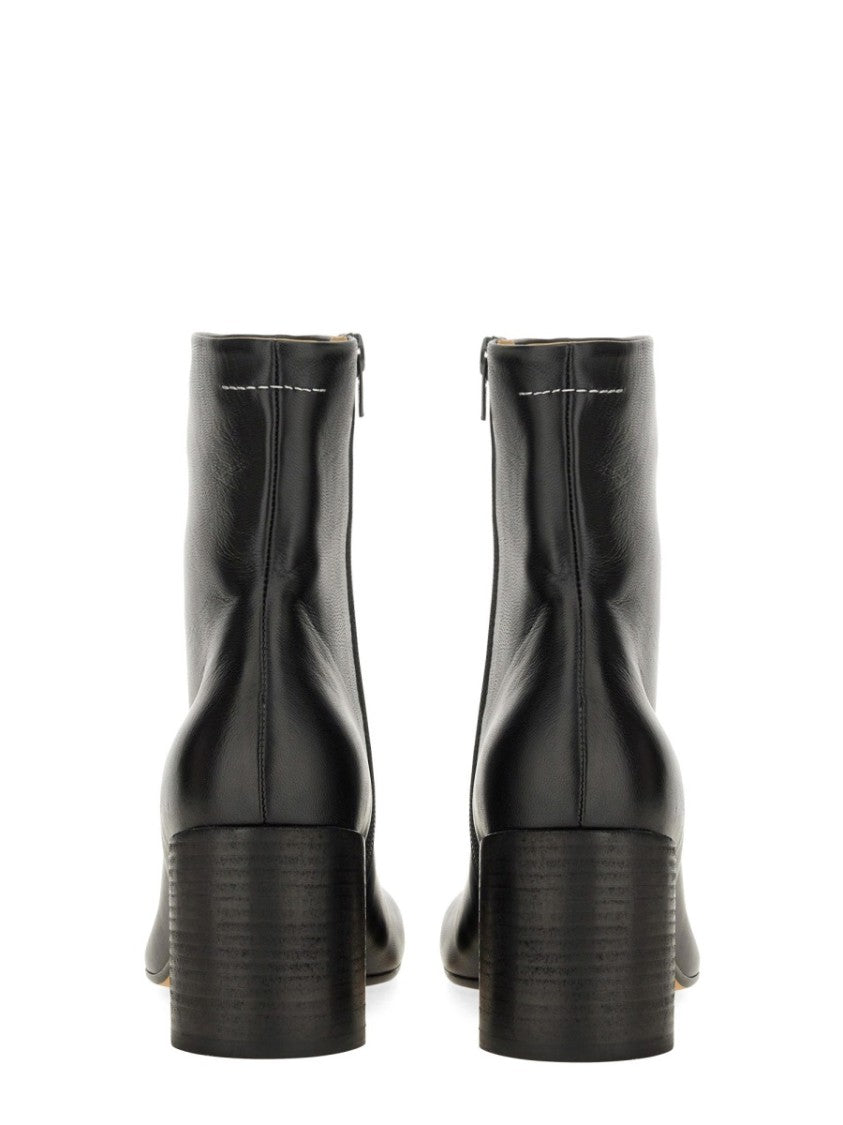 Mm6 By Maison Margiela Anatomical Black Leather Ankle Boots