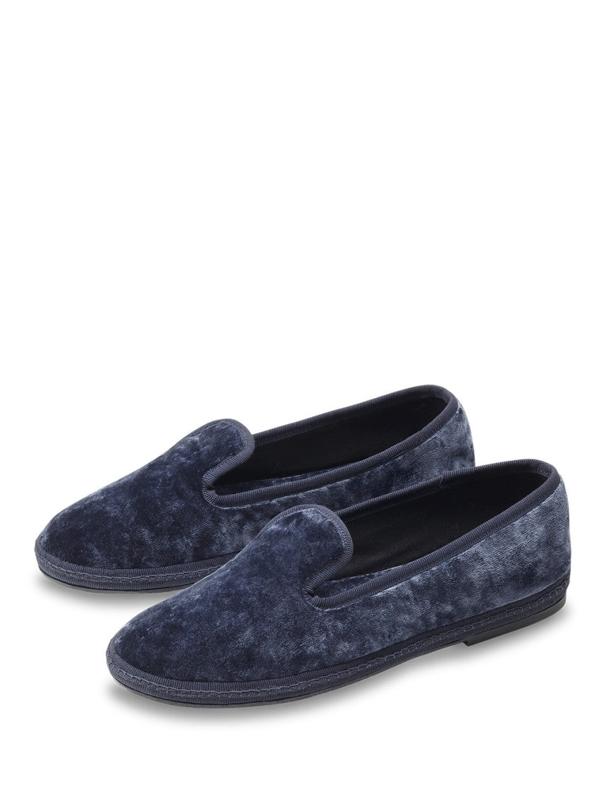 Sentier Slip-On Blue Velvet Flats With Refined Elegance