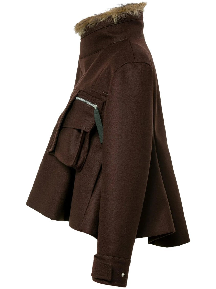 Sacai Wool Melton Blouson Jacket With Ribbed Details