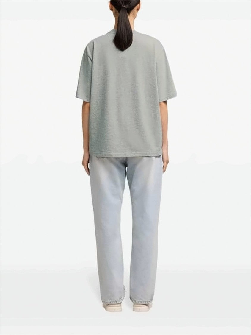 Ami Relaxed Fit Grey Cotton T-Shirt With Subtle Logo