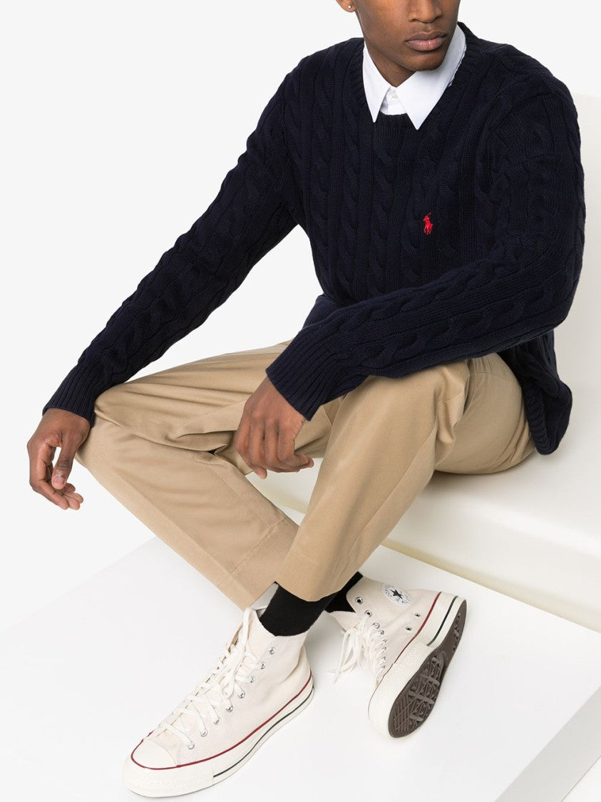 Polo Ralph Lauren Classic Cable Knit Black Sweater
