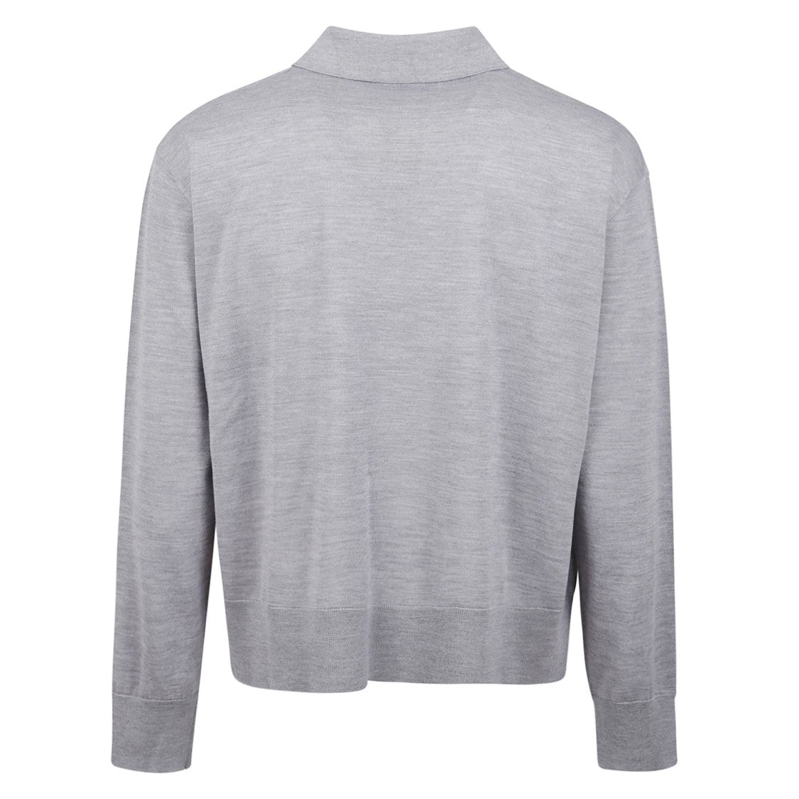 Ami Grey Long-Sleeved Jersey Knit Polo Shirt