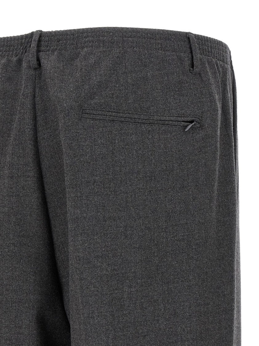 Cellar Door Mélange Wool Pants With Trompe L'oeil Flap