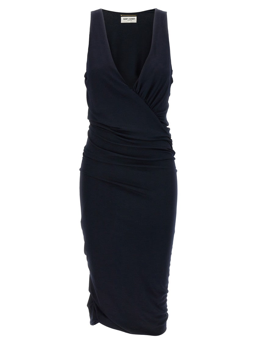 Saint Laurent Sleeveless Midi Jersey Dress