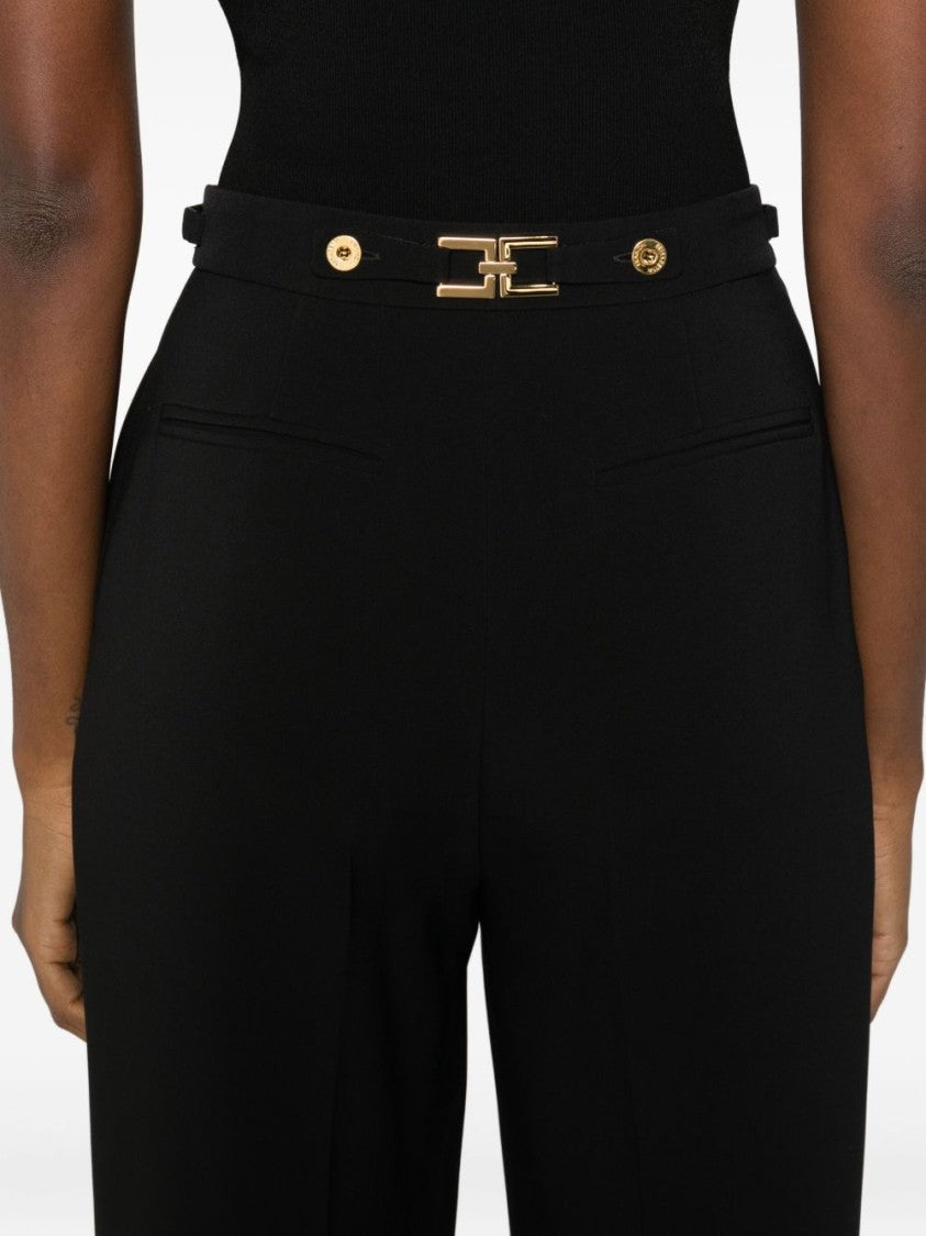 Elisabetta Franchi High-Waisted Wide-Leg Trousers With Pleat Detailing