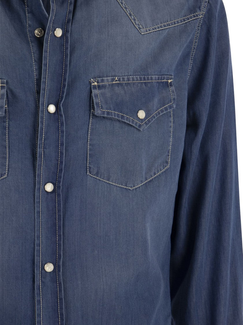 Brunello Cucinelli Easy Fit Shirt In Light Denim
