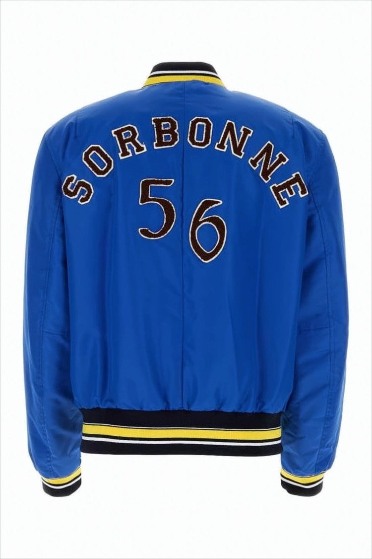 Wales Bonner Blue Nylon Bomber Jacket With Embroidered Details