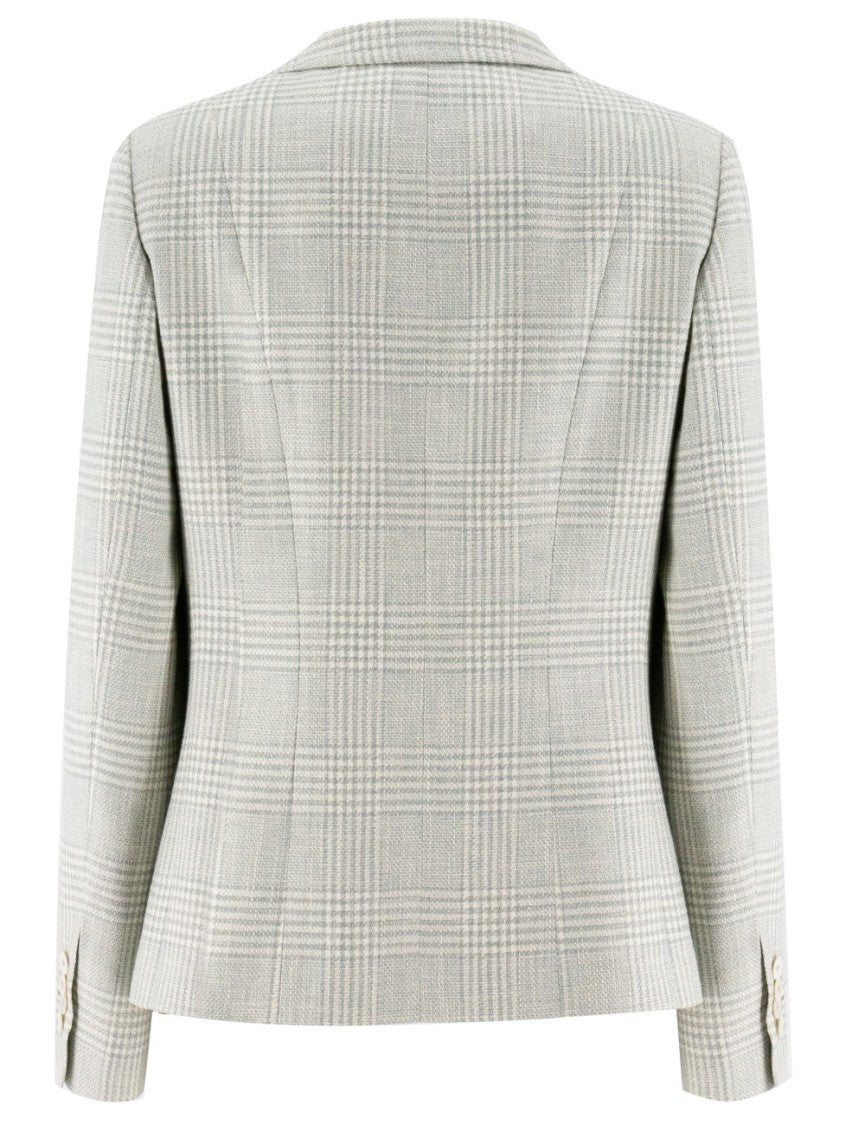Kiton Sky Blue Plaid Single-Breasted Jacket