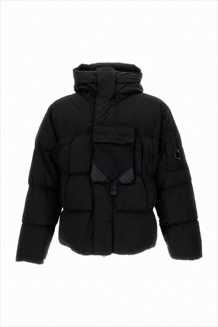 C.P. Company Quilted Down Jacket With High Collar And Flap Pockets