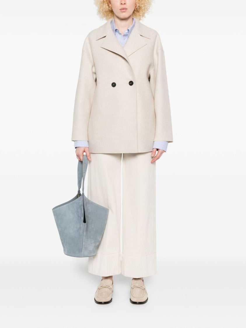 Harris Wharf London Boxy Beige Double-Breasted Coat