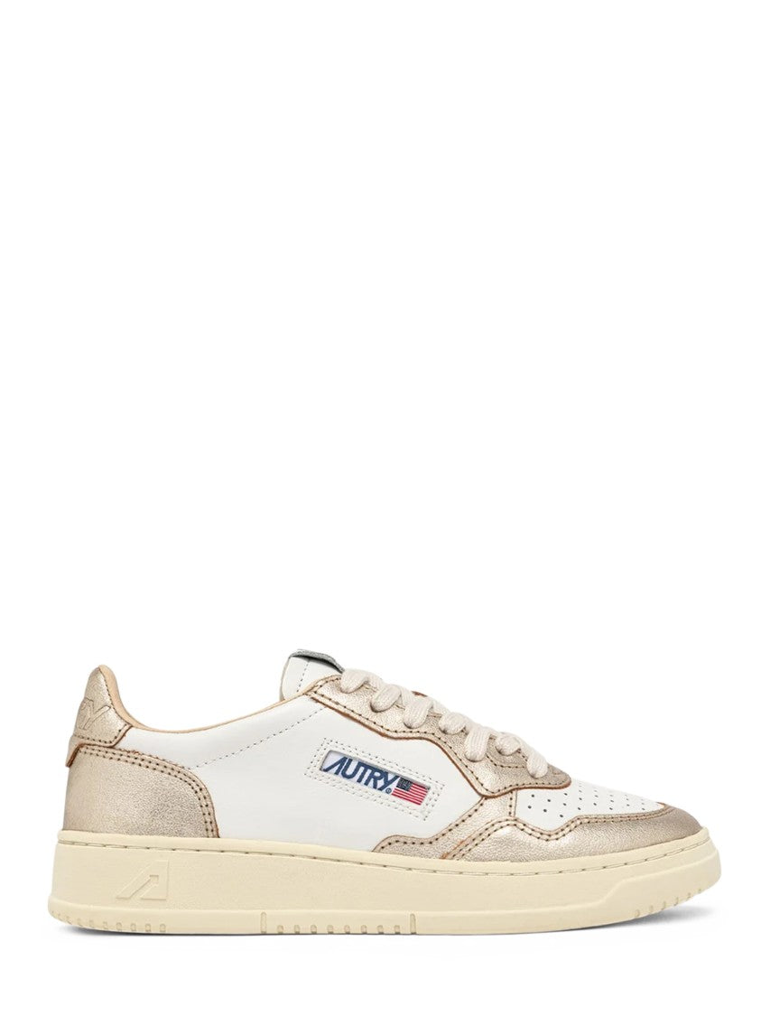 Autry Low-Top Leather Sneakers With Metallic Accents