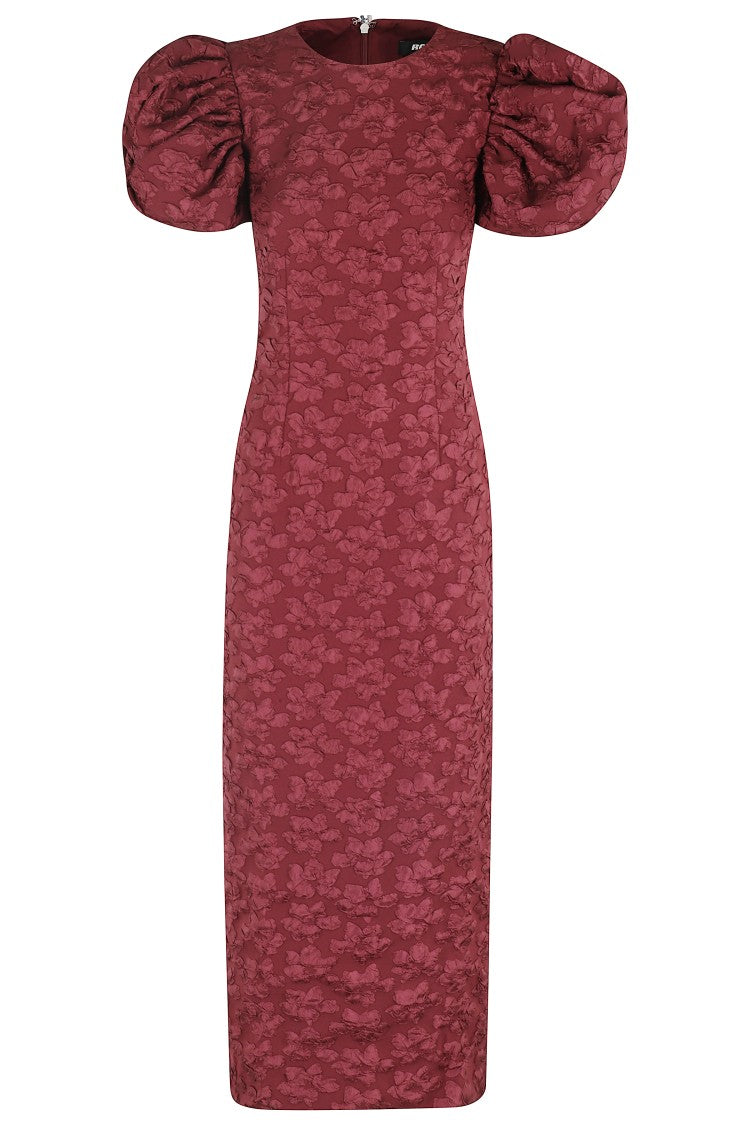 Rotate Jacquard Midi Puffy Dress