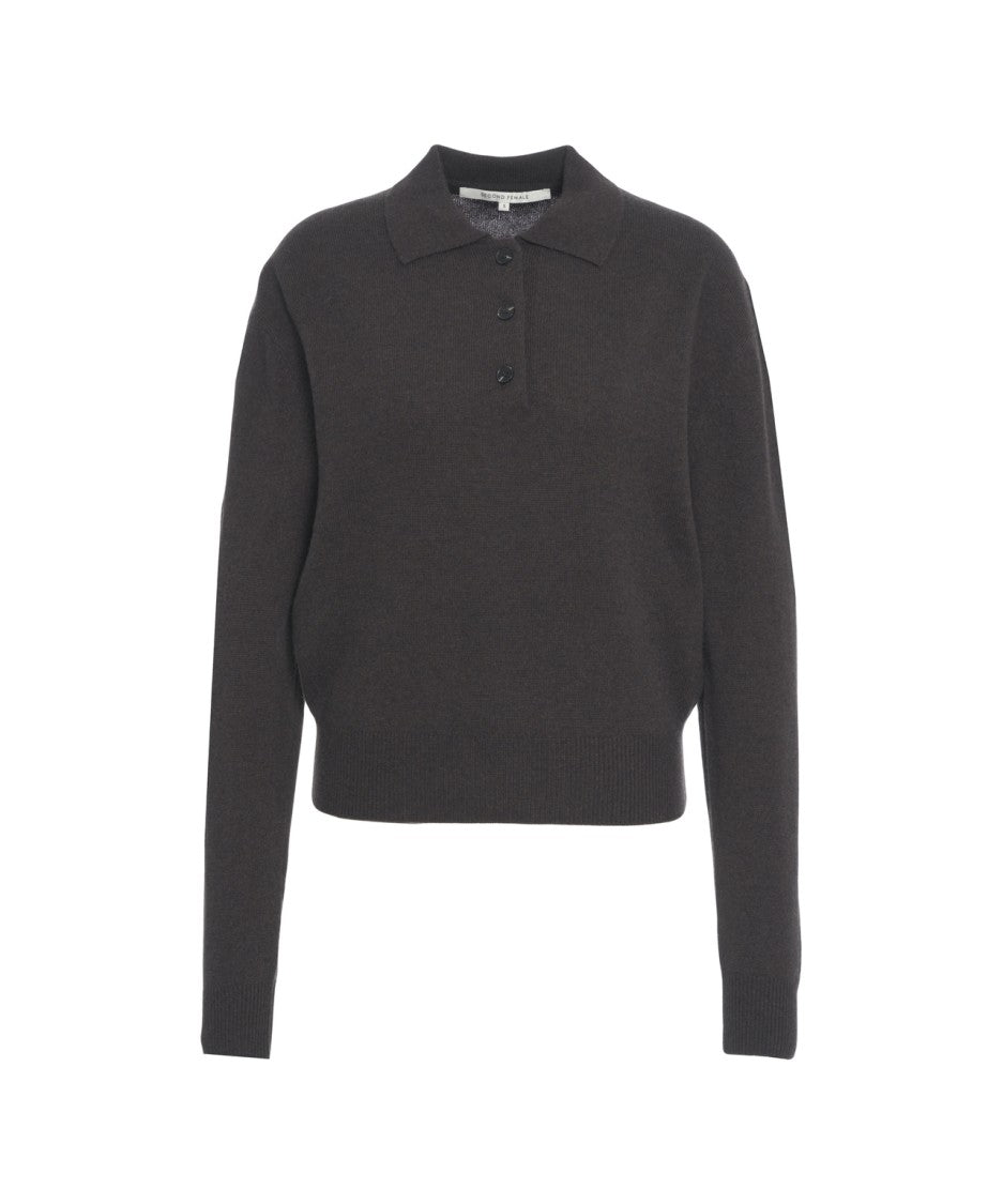 Second Female Polo Collar Knitwear Sweater In Luxurious Wool-Silk Blend
