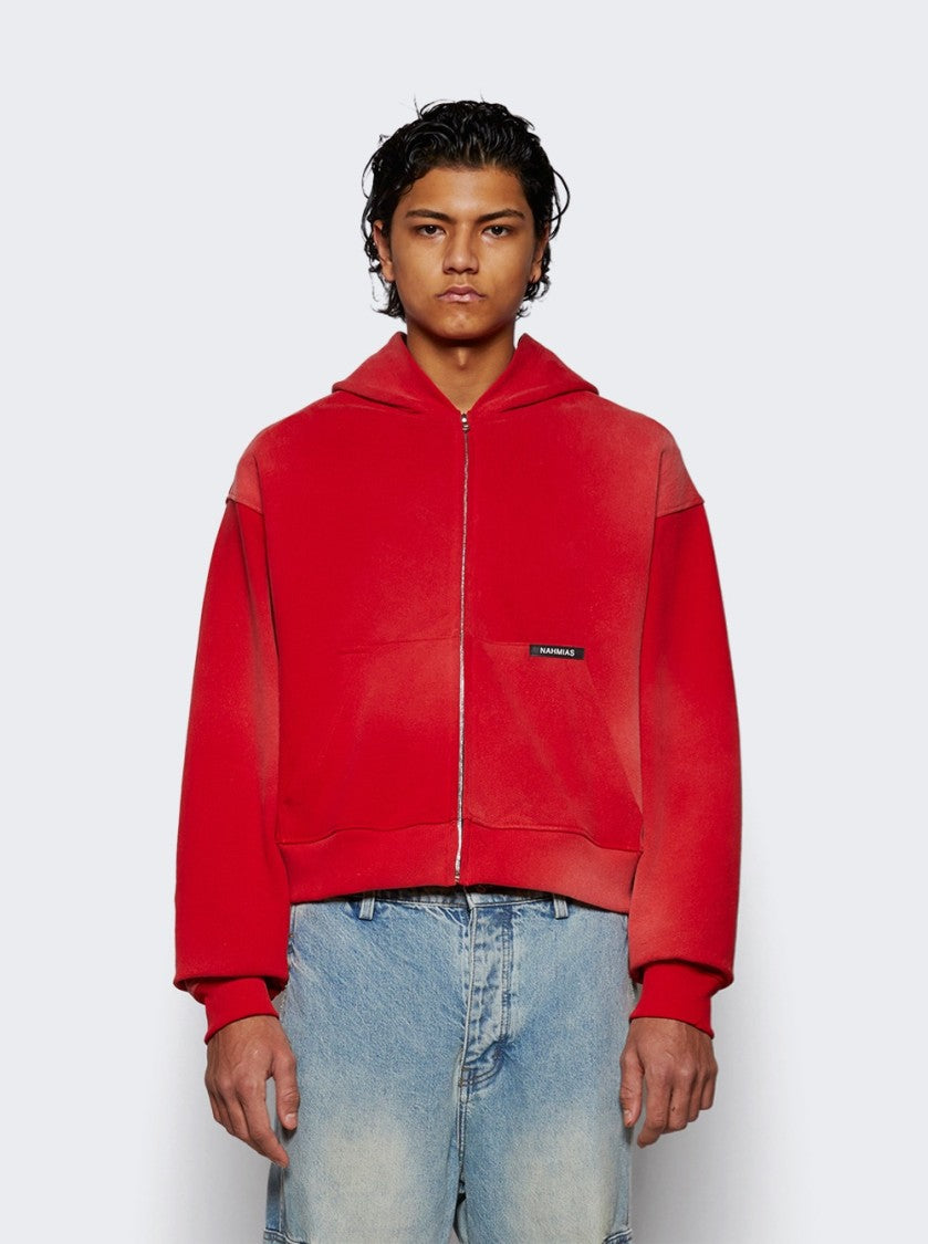 Nahmias Sunfade Boxy Zip Up Hoodie Sundace Cherry