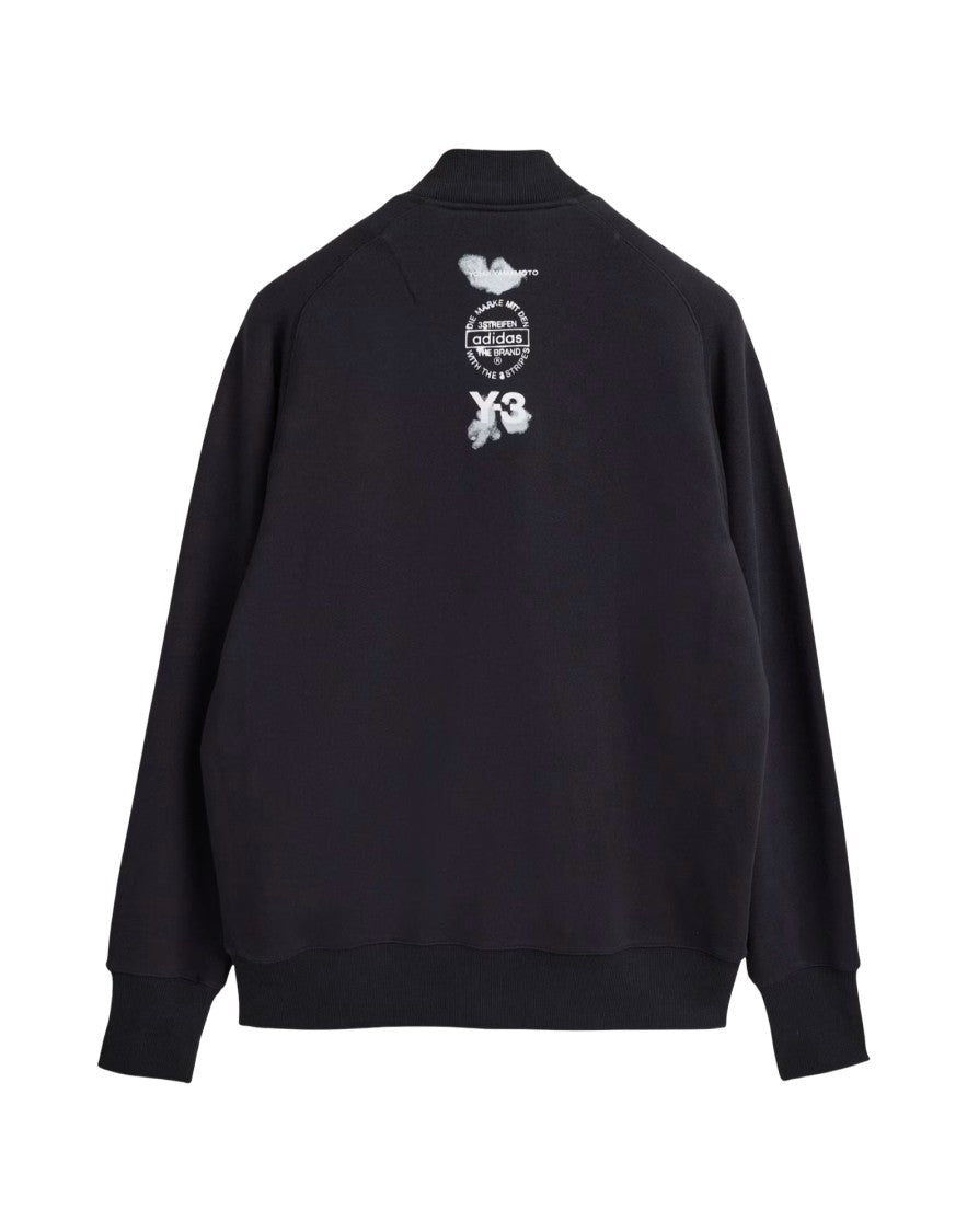 Y-3 Black Zip-Up Track Jacket With Ribbed Details
