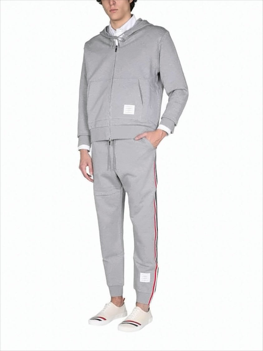 Thom Browne Slim Fit Jogger Pants With Tricolor Side Stripes
