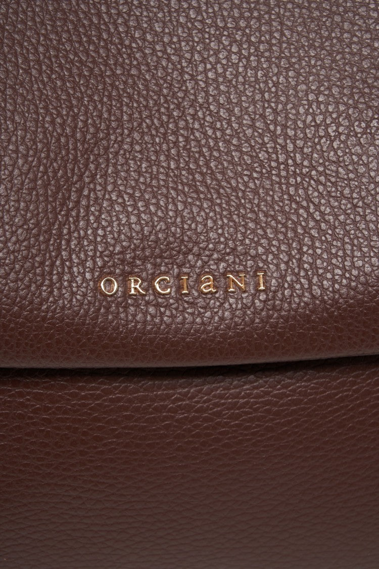 Orciani Hammered Leather Shoulder Bag With Chain-Detail Strap