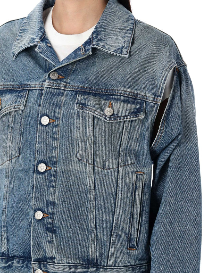 Mm6 By Maison Margiela Blue Sleeve Cut Denim Jacket