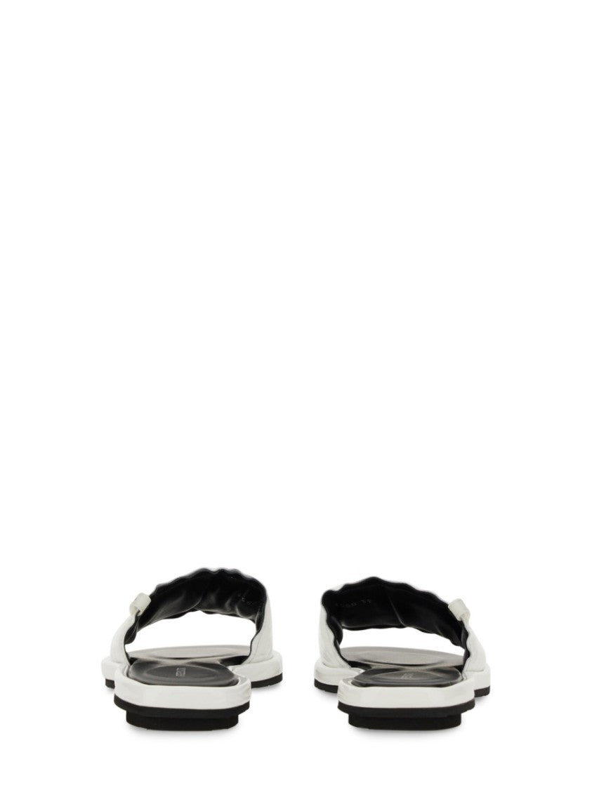 Premiata White Slide Sandal With Lamb Leather Upper