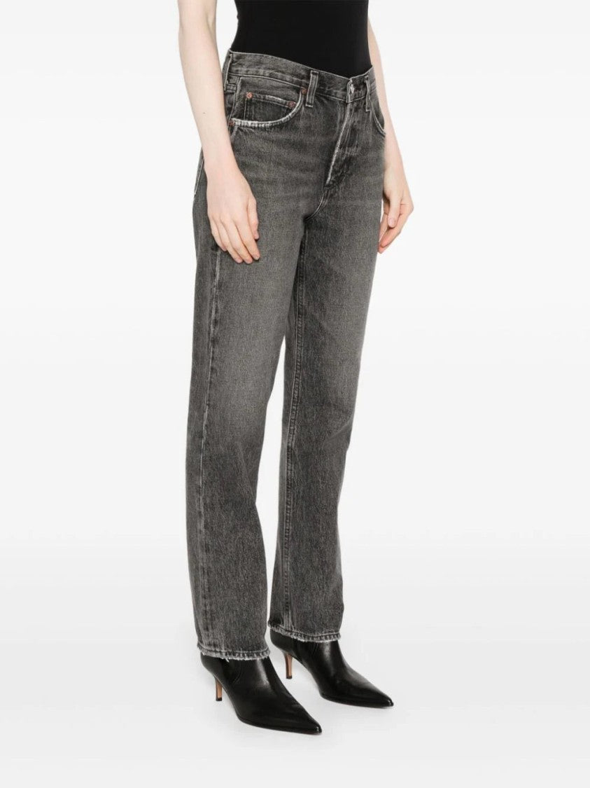 Agolde Valen Mid-Rise Slim Cut Black Jeans