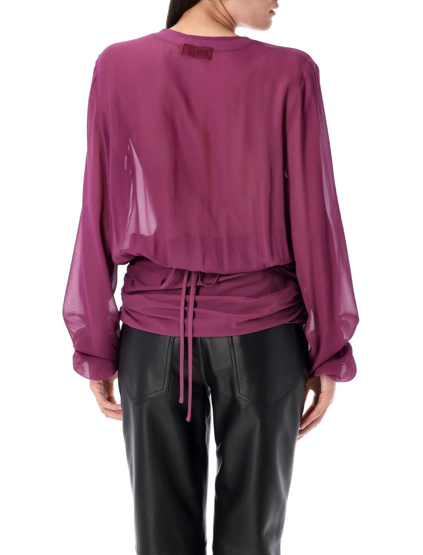 The Attico Deep V-Neck Wrap Blouse