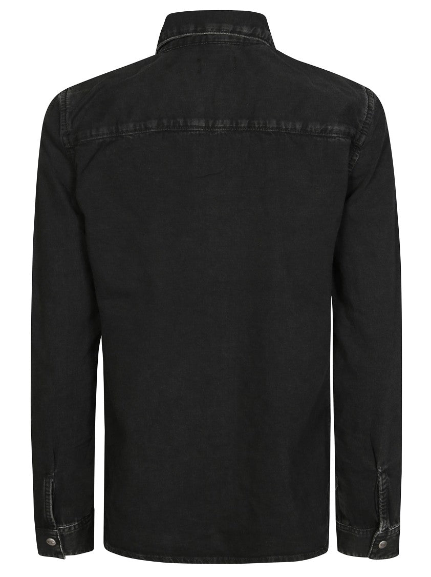 Diesel Long-Sleeve Button-Up Shirt With Classic Collar And Subtle Embroidery