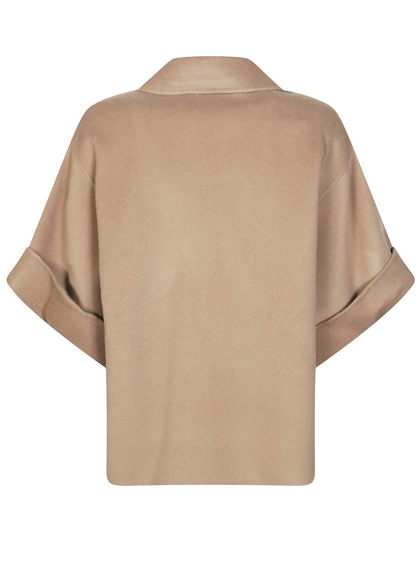 Max Mara Cropped Beige Caban Jacket With Double-Breasted Front