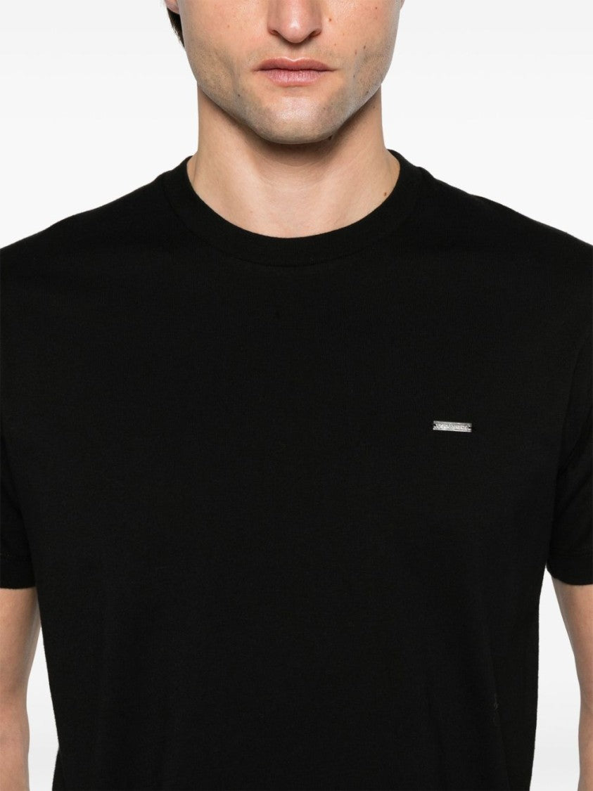 Dsquared2 Minimalistic Black Cotton T-Shirt With Subtle Detail